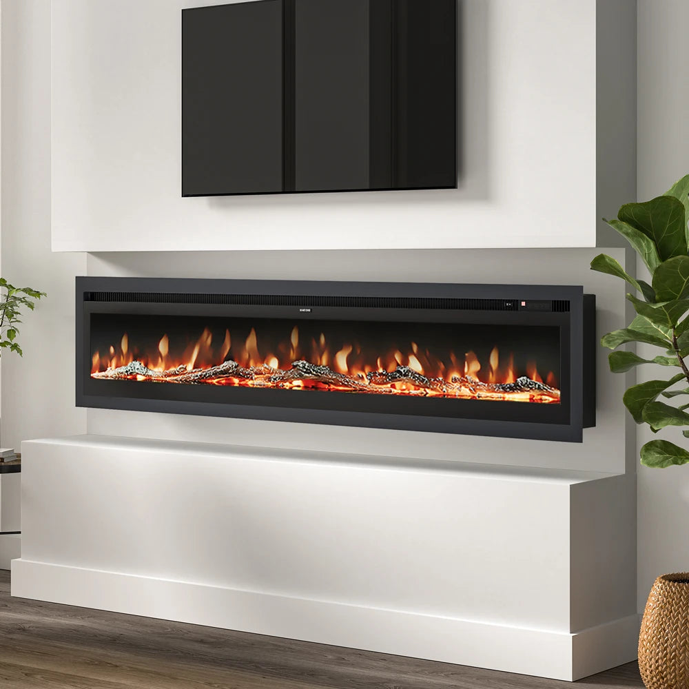 KOMORE 3 in 1 Electric Fireplace with Remote 12 Flame Colours 1800W 80&100 Inch