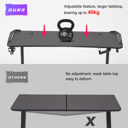 RGB Ergonomic Office Desk, Lift Table, Standing Workstation with Holder, Adjustable Height, Computer Desk, 160cm