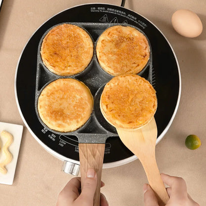 1 PCS Maifan Stone Four-Hole Omelette Pan Bottom Nonstick Egg Pan Mini Frying Pan Breakfast Pan Kitchen Artifact Frying Meat Pot