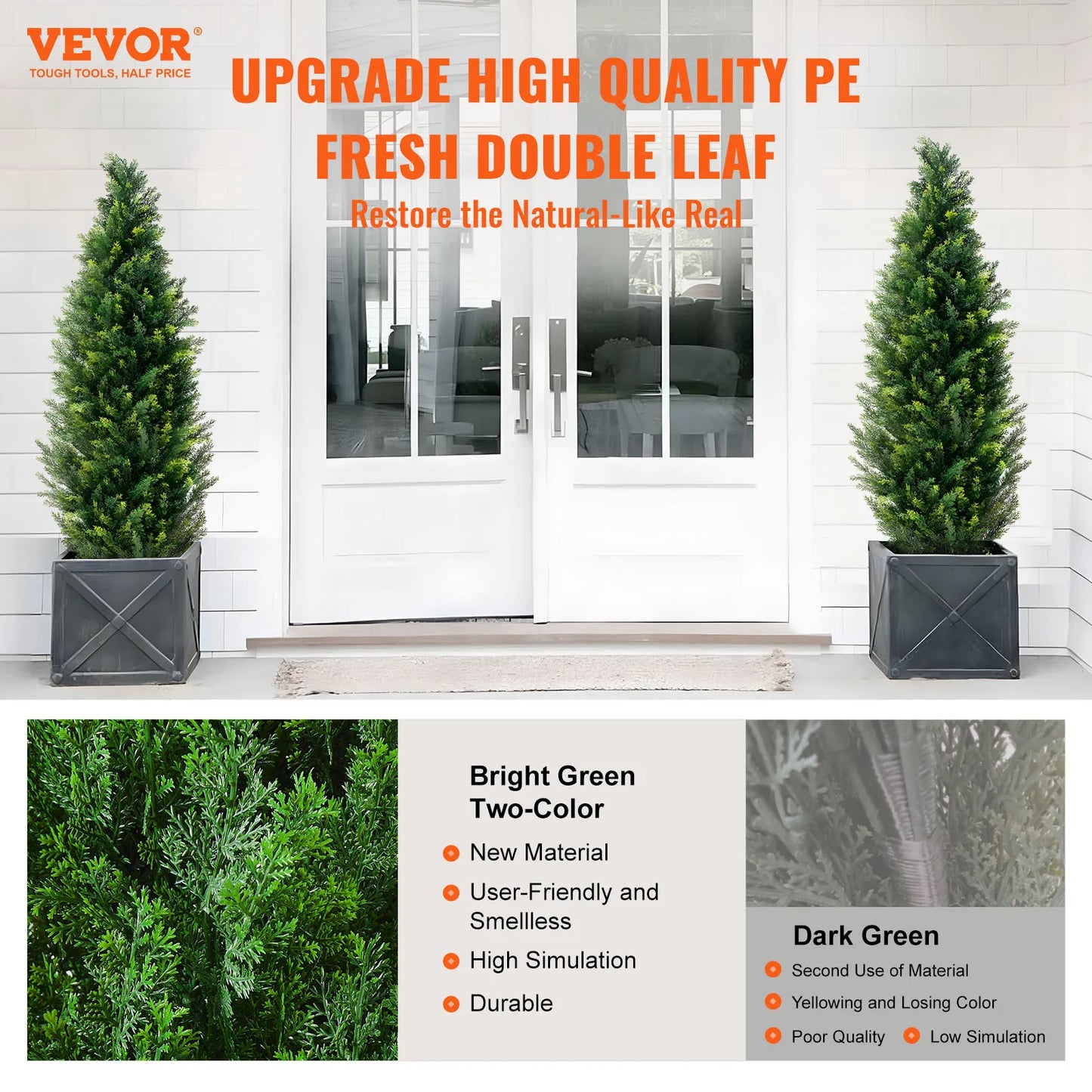 VEVOR Artificial Cedar Topiary Tree Evergreen Fake Pine Cypress Trees Plant Artificial Greenery Set for Home Decor IndoorOutdoor