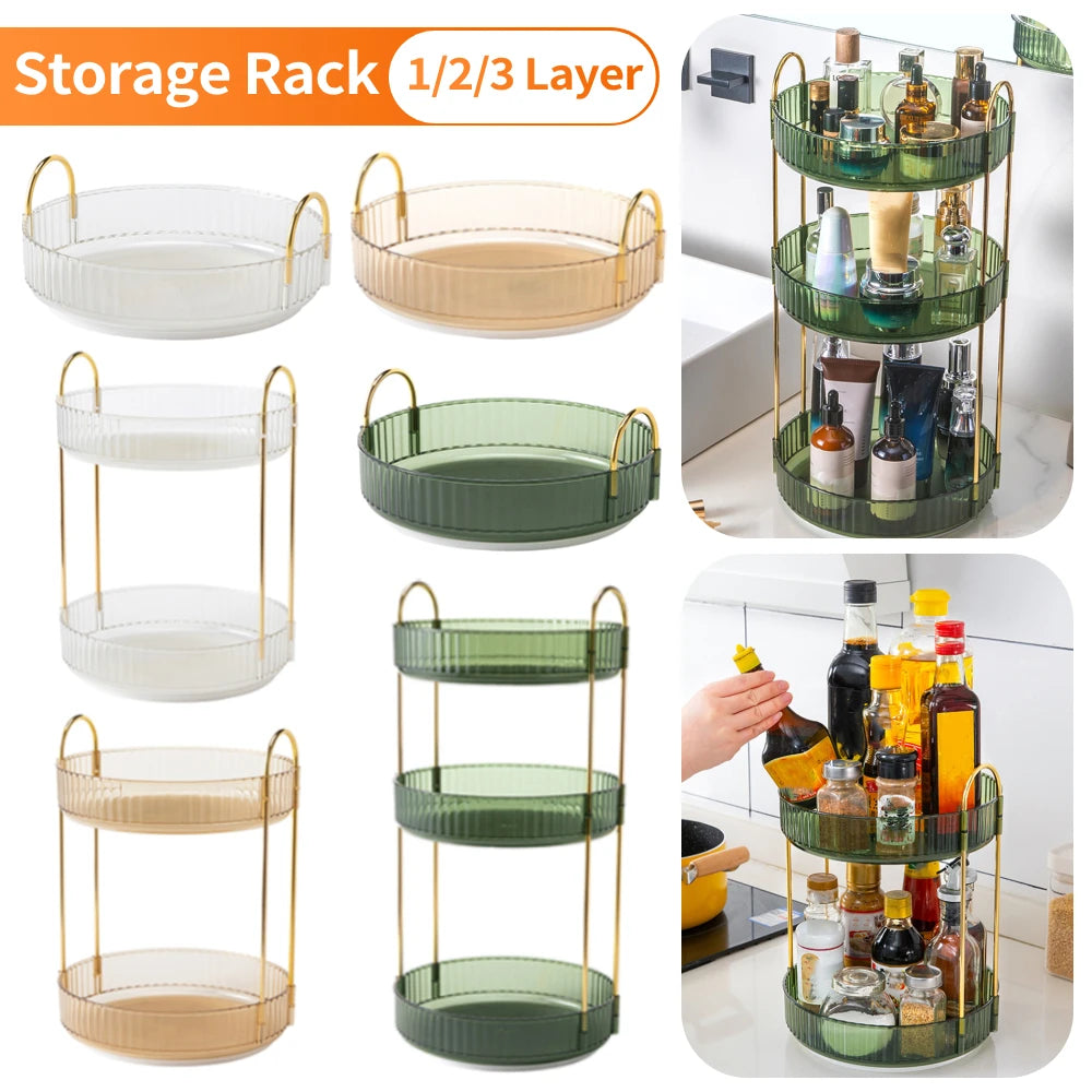 360 Rotation Spice Rack Pantry Cabinet Turntable Cosmetic Seasoning Organizer Kitchen Storage Capacity Shelf Bathroom Accessorie