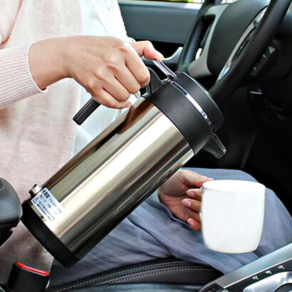 12V/24V Electric Heating Cup Kettle Stainless Steel Water Heater Bottle Auto Shut Off Fast Boiling Kettle for Travel Car Truck