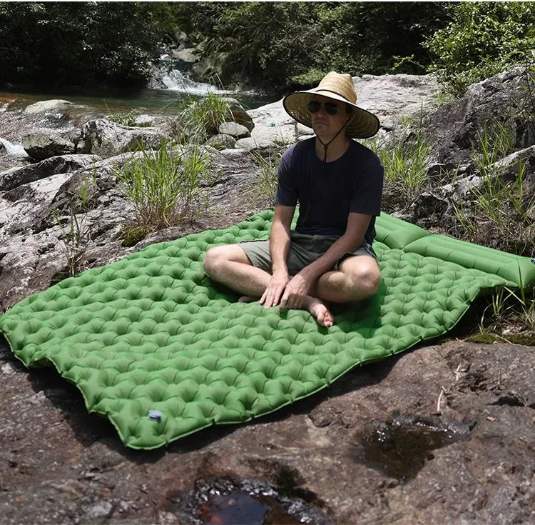 Outdoor Camping Double Inflatable Mattress Extra Wide Sleeping Pad Ultralight Folding Bed Sleeping Mat Car Travel Mat