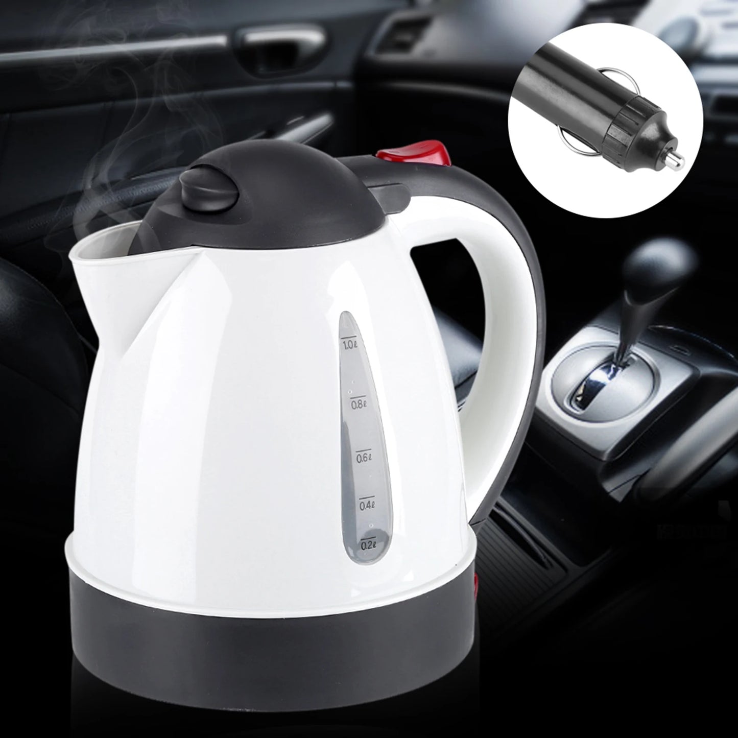 1000mL 12V Portable Car Kettle Cigarette Lighter Plug Water Heater Bottle for Tea Coffee Travel