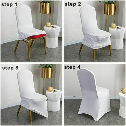 50 Pcs White Black Universal Chair Covers Stretch Spandex for Wedding Party Banquet Hotel Decor