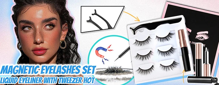 New 1 Pair Magnetic Eyelashes Set Fluffy Mink Lashes 5 Styles Reusable Magnetic Eyelash and Tweezers Kit Lash Extensions Makeup