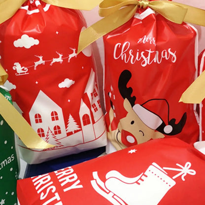 50pcs Christmas Candy Gift Bags Xmas Decorations Santa Gift Bag Navidad Xmas Gift Bags Cristmas Cookies Packing Bag 15x23.5cm