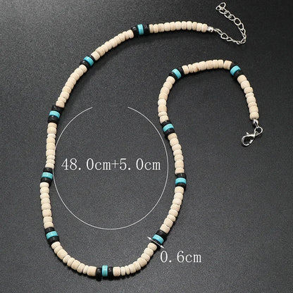 Vintage Coconut Shell Turquoise Chains Necklaces for Women Men's Surfing Choker Luxury Holiday Jewelry Collares