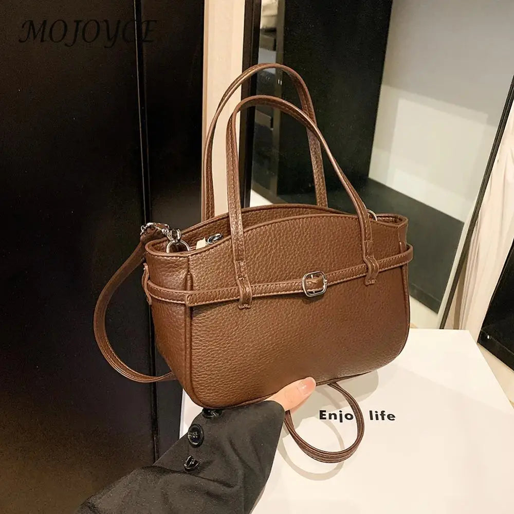 Women PU Fashion Shoulder Bag Large Capacity Stylish Messenger Bag Adjustable Strap Buckle Shoulder Purse Chic Hobo Bag