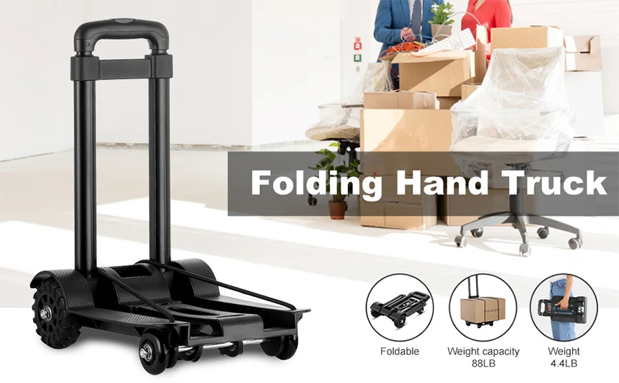 40kg Folding Hand Truck Heavy Duty Portable Luggage Sack Trolley for Luggage Travel Moving Dolly Trolley Office Home Use Cart