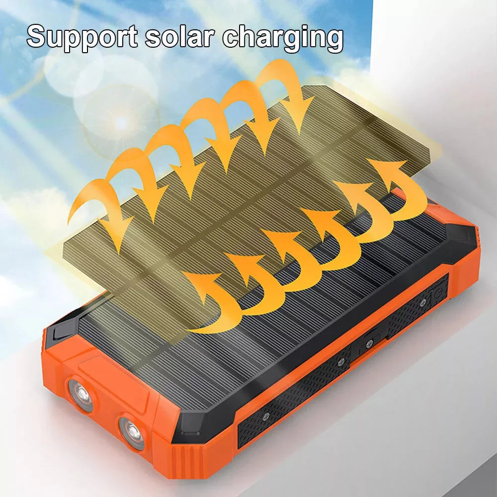 Portable 50000mAh Solar Power Bank USB Pack Battery Wireless Charger For Phone