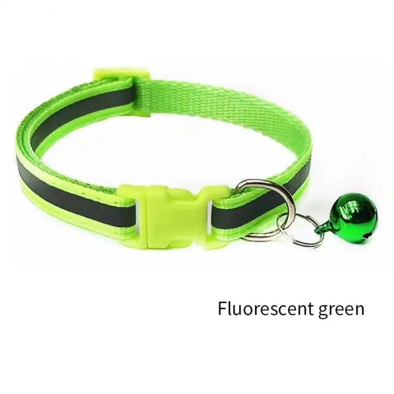 1PC Colors Reflective Breakaway Cat Collar Neck Ring Necklace Bell Pet Products Safety Elastic Adjustable Pet Reflective Collar