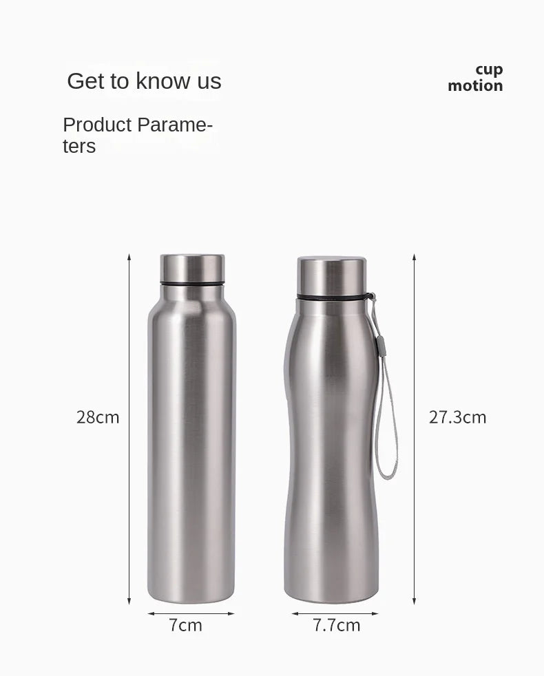 High Quality 1000ml Stainless Steel Sport Water Bottle Single-layer Rugged Water Cup Metal Flask Drinkware Camping Sports Gym