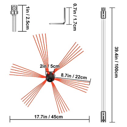 VEVOR Chimney Sweep Kit 39in Nylon Chimney Rods and Brush Head Electric Drill Drive Sweeping Cleaning Tool for Fireplace Chimney