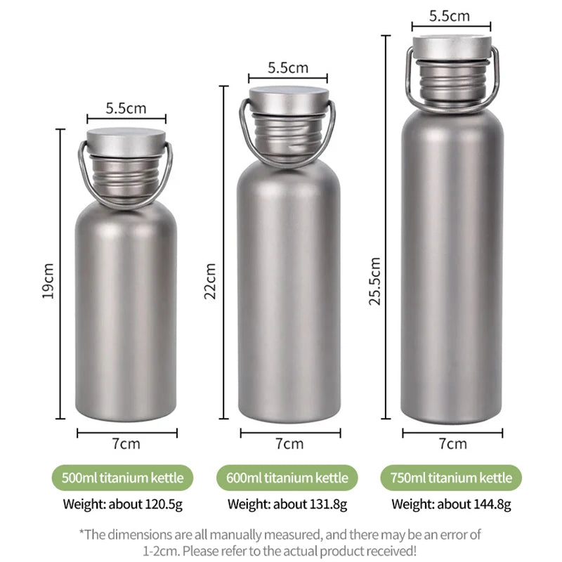 600ml 750ml Titanium Water Bottle Outdoor Camping Supplies Tourism Sports Cycling Hiking Camping Water Bottle