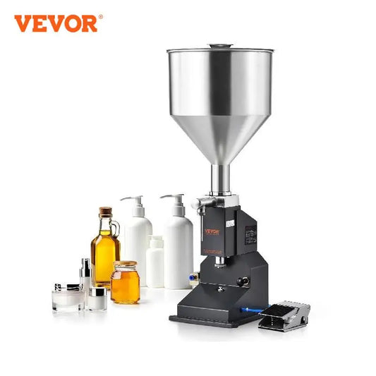 VEVOR 5-50/100ml A02 Pneumatic/Manual Paste Liquid Filling Machine Bottle Liquid Filler with Pedal for Water Juice Cosmetic Milk