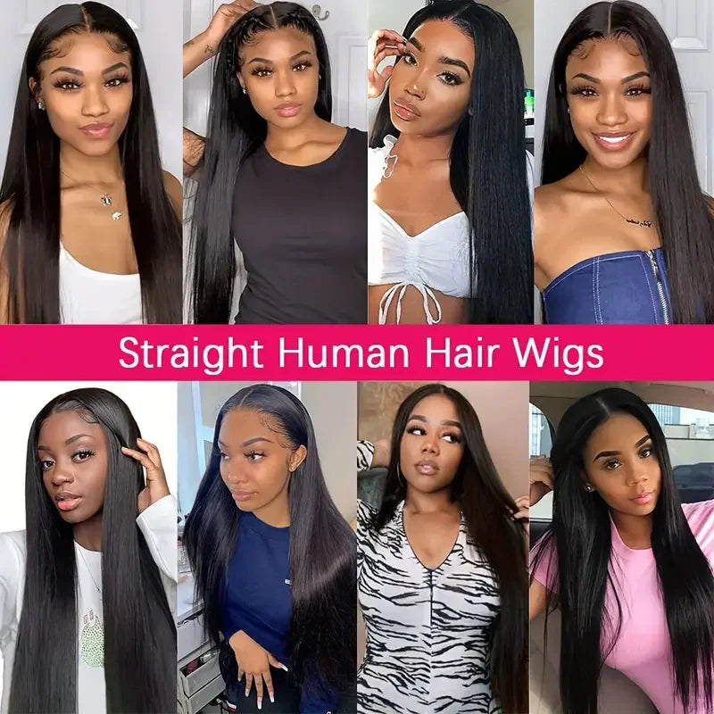 180% Density 13x4 13x6 Lace Frontal Wig Smooth Straight HD Transparent Lace Brazilian Human Hair Wig 4x4 Remy Lace Closure Wigs