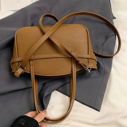 Women PU Fashion Shoulder Bag Large Capacity Stylish Messenger Bag Adjustable Strap Buckle Shoulder Purse Chic Hobo Bag