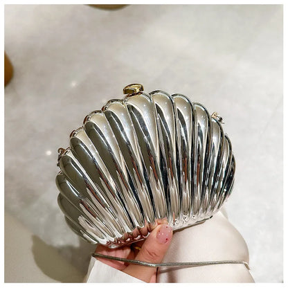 2024 Women Silver Gold Shell Bag Cute Acrylic Evening Clutch Bag With Strap For Wedding Party Small Purses Designer Handbags