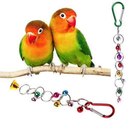 Parrot Bite Toy, Bird Ring, Bell, Hanging Swing, Chain, Parakeet, Chew Swings, Toy with Hanging Bells, Bird Accessories, 1Pc