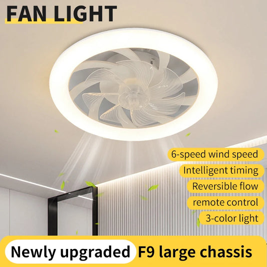 New Ceiling Fan Light Living Room Bedroom Modern and Simple Home Intelligent Remote Control Restaurant LED Fan Light