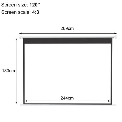 Wall/ Ceiling Mounted Electric Projector Screen for Home School Theatre Cinema 120 inch 4:3 Projection Screen