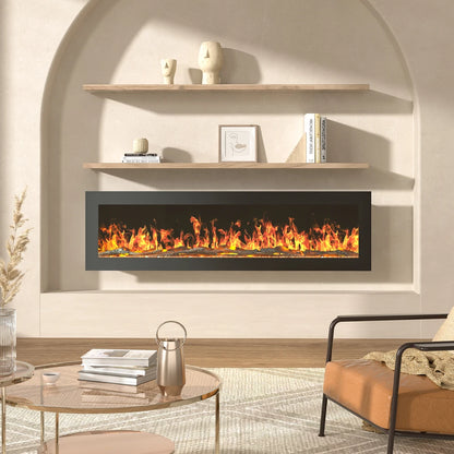 KOMORE Wall Mount Electric Fireplace with Remote Control, Automatic Safety Shutoff, 12 Flame Colors, 1800W 50&60 Inch