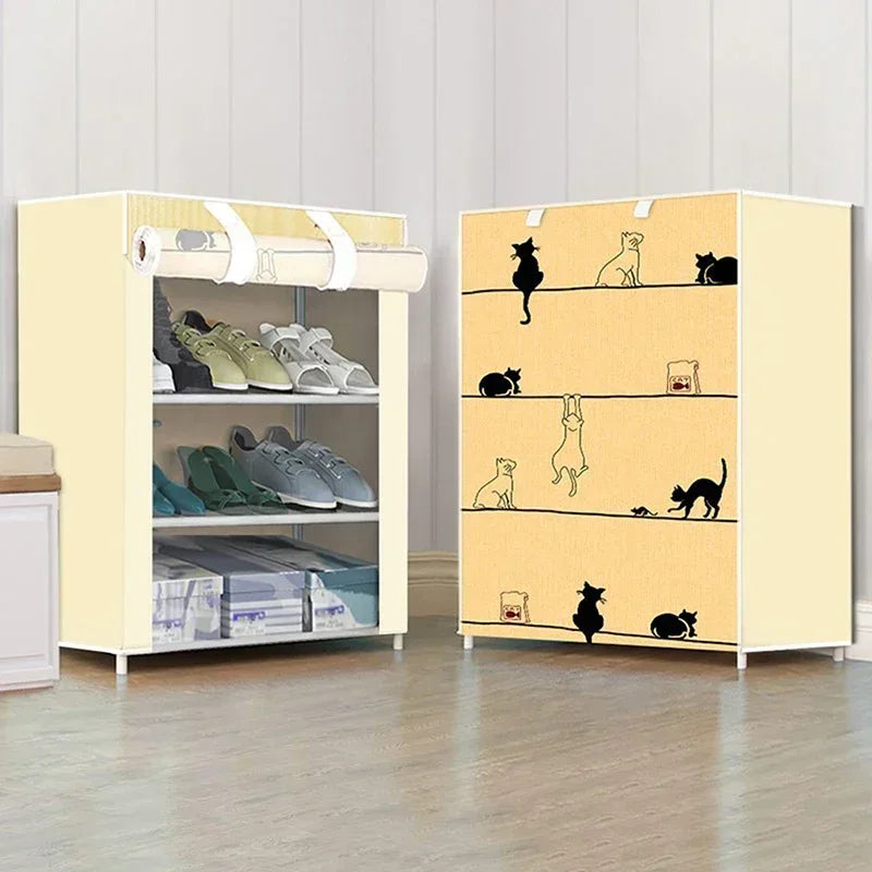 Shoe Cabinet Dustproof Fabric Multifunctional Storage Shoe Rack Moisture-proof Elevated Design Large Capacity Shoe Rack Cabinet