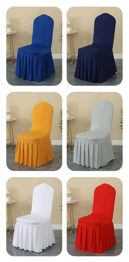 5/10/50/100pcs Pleated skirt Spandex Chair Cover Hotel Banquet Party Events Wedding Decoration Dining Room Seat Protector Covers