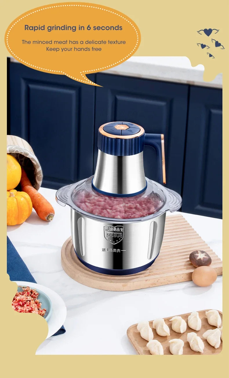 Electric Meat Grinder 304 Stainless Steel Food Processors Crusher Multifunctional Slicer Mincer Baby  Food Processor