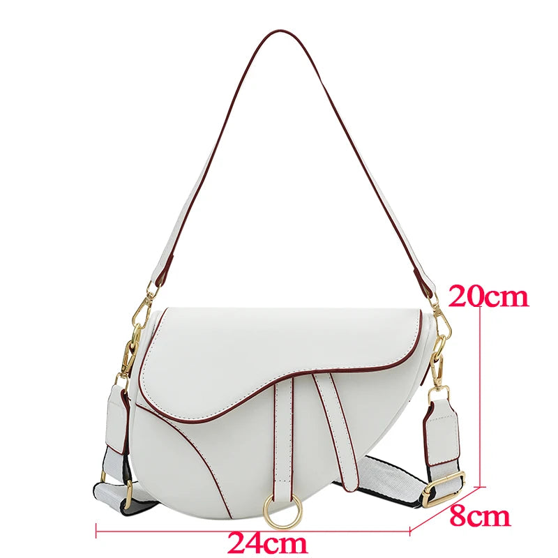 Women's Saddle Bag Brands Luxury Designer Purses and Handbag High Quality 2023 Black White Brown Khaki Shopper Shoulder Bag