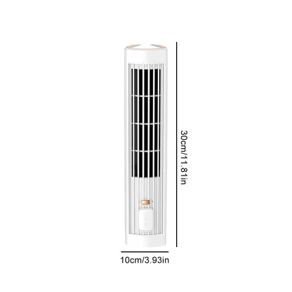 Electric Table Fan 1200mAh Mini Vertical Air Conditioner Bladeless Tower Fan USB Rechargeable 3 Speed Bladeless Floor Air Cooler