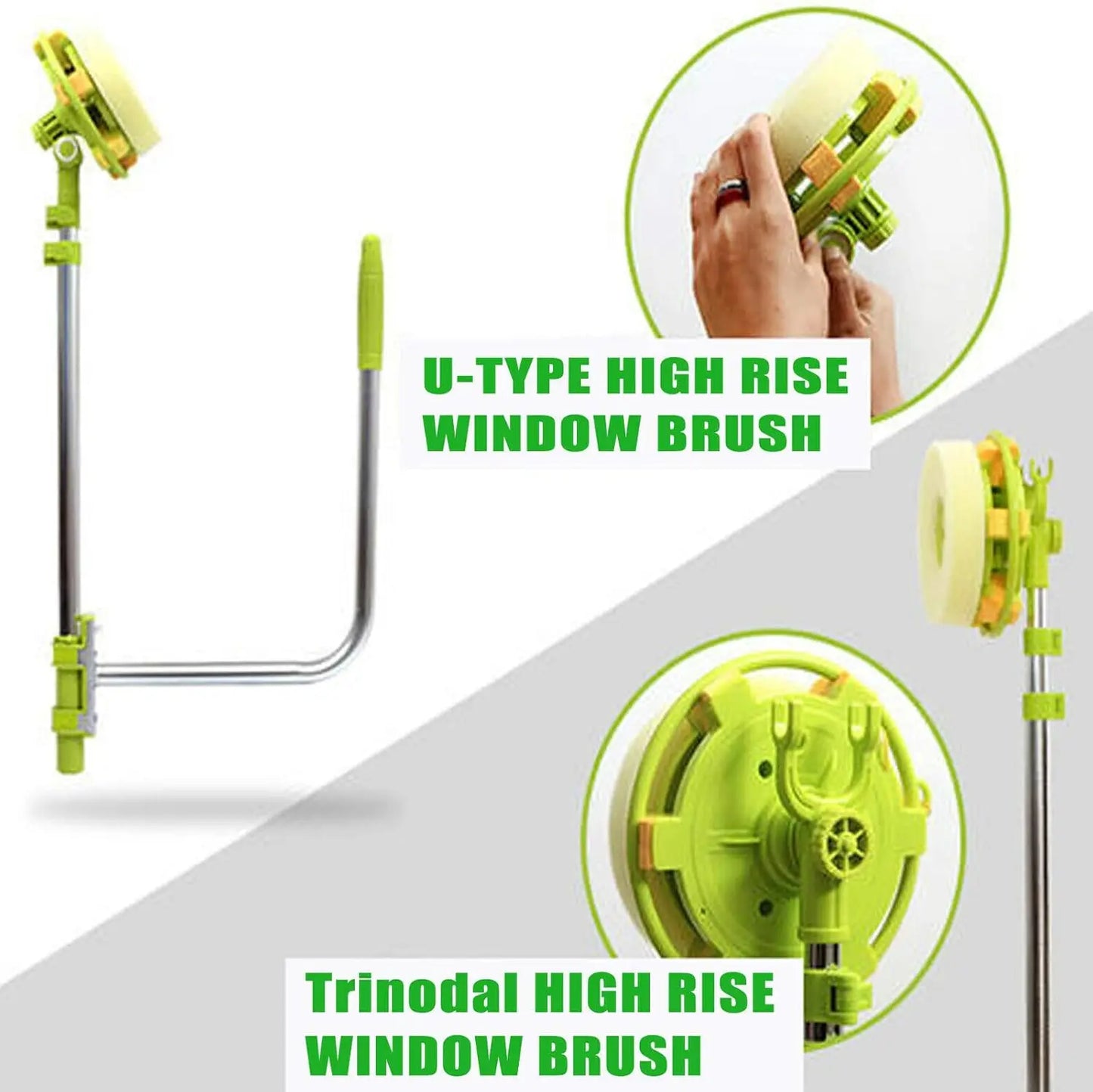 Window Squeegee Cleaner, Glass Dust High-Rise Window Cleaning Brush, Telescopic Pole, 2 in 1 Sponge Squeegee Equipment