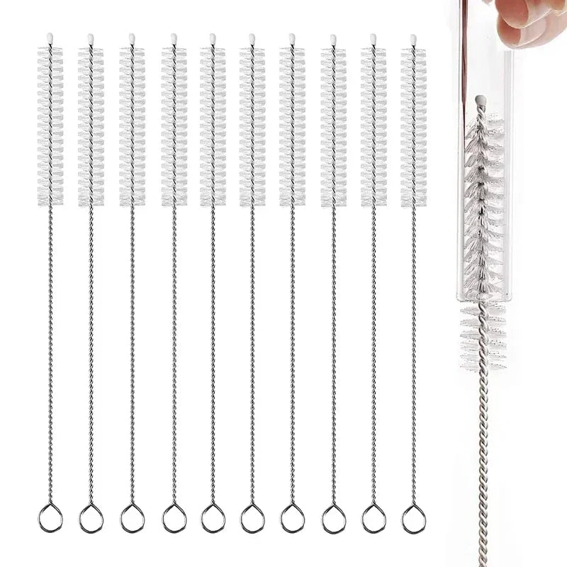 2-10Pcs Drinking Straw Cleaning Brush Kit Straw Tube Pipe Cleaner Nylon Stainless Steel Long Handle Cleaning Brushes forStraws