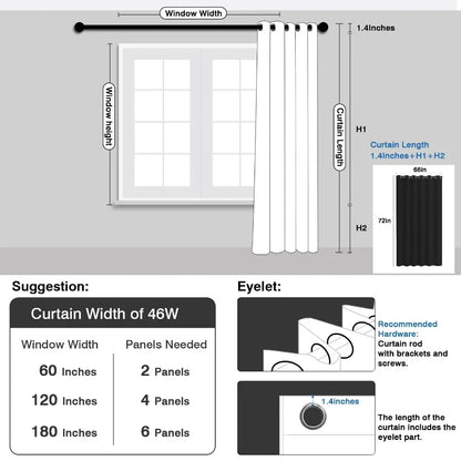 1PC 90% Blackout Curtain for Bedroom Living Room Window Screen Thermal Insulated Grommet Panels Light Reducing Shade Drapes