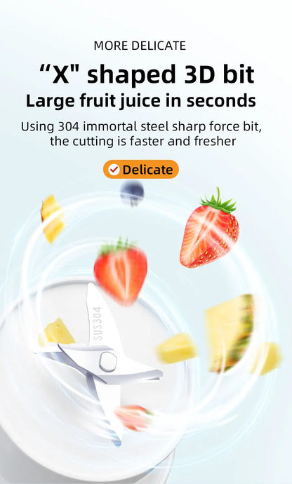 500ML Portable Blender Electric Juicer Fruit Mixers USB Rechargeable Blender  juice Cup Bottle 6 Blades