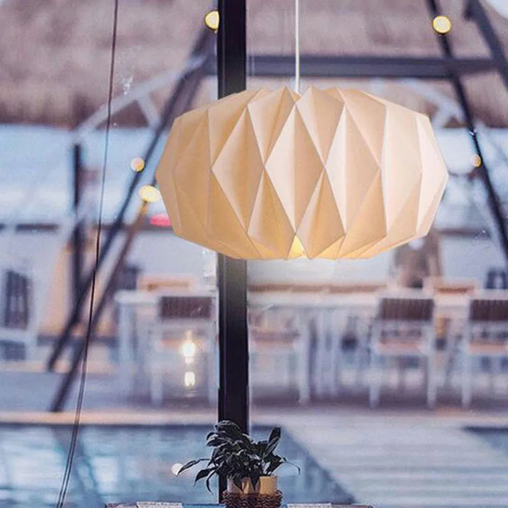 Nordic Creative Paper Origami Lantern Shade Foldable Pendant Light Art Decor