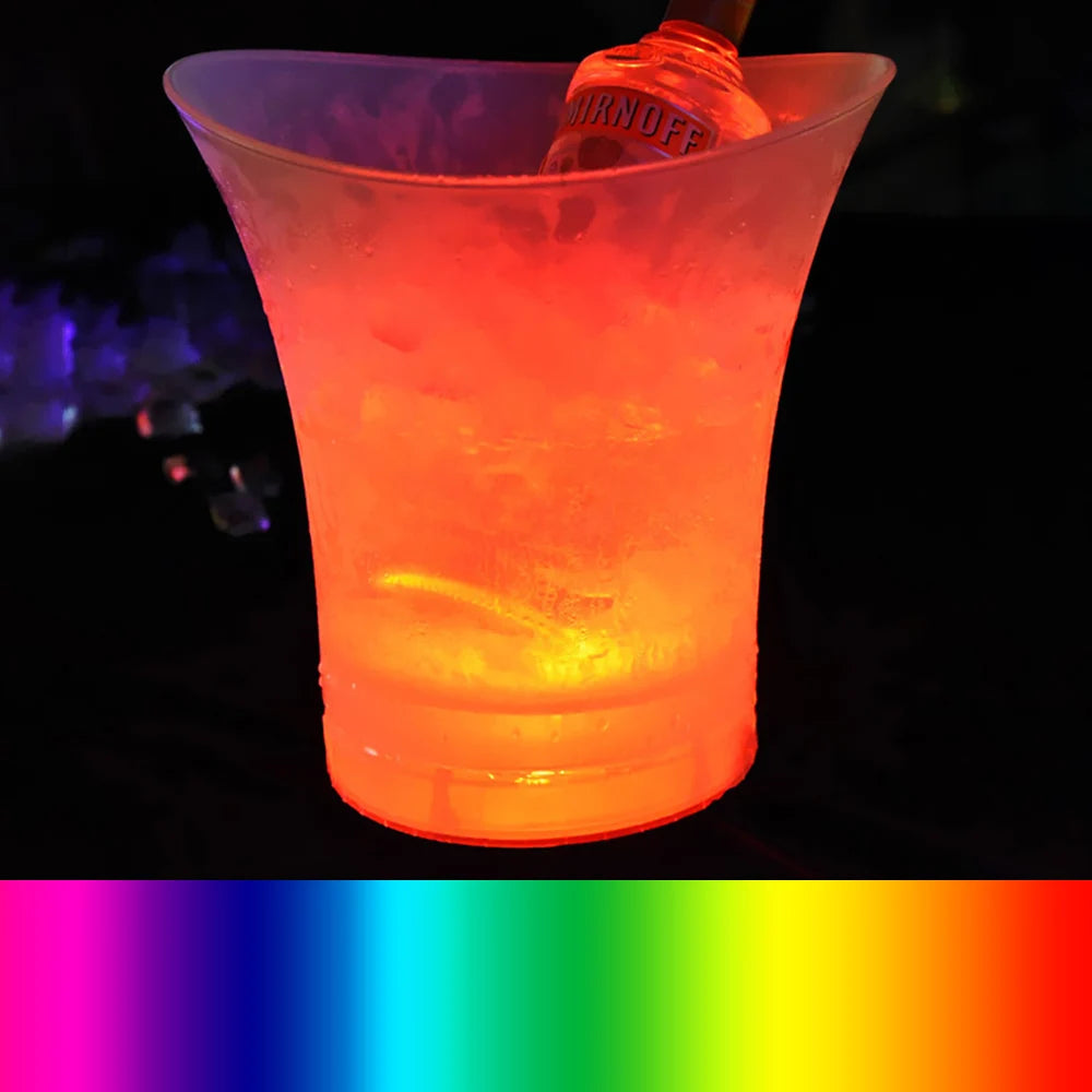 5L 6 Color LED Ice Bucket Waterproof Plastic Light Up Champagne Beer Buckets For Bars Nightclubs Night Party