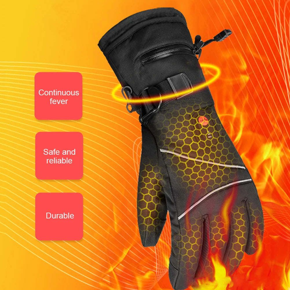 Electric Heated Gloves No Battery USB Hand Warmer Heating Gloves Winter Motorcycle Thermal Touch Screen Waterproof Bike Gloves