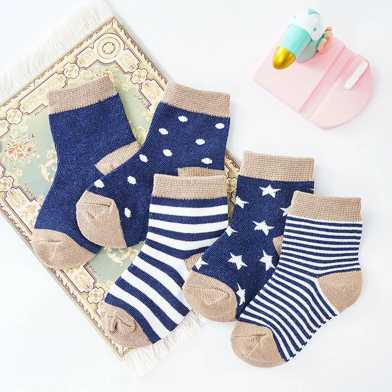 5Pairs Baby Socks Newborn Baby Boy Cute Short Sock 0-1-3-8Y Kids Cotton Toddler Cartoon Soft Children's Sports Socks for Girls