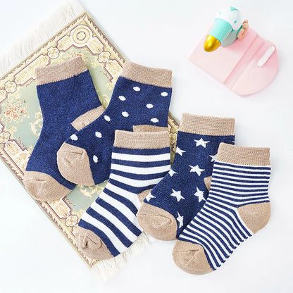 5Pairs Baby Socks Newborn Baby Boy Cute Short Sock 0-1-3-8Y Kids Cotton Toddler Cartoon Soft Children's Sports Socks for Girls