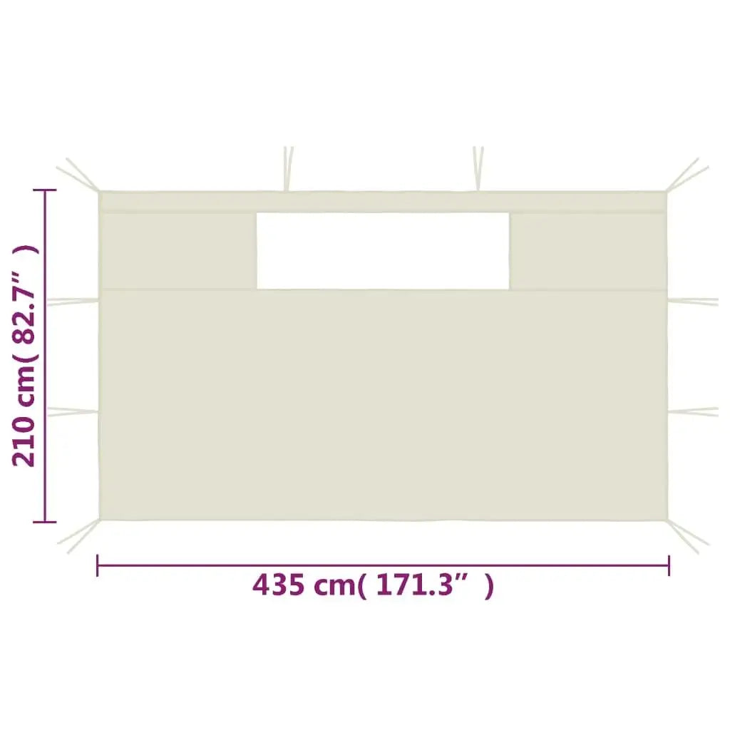 Set of 2 Cream Gazebo Sidewalls with Windows for Outdoor Canopy Tent