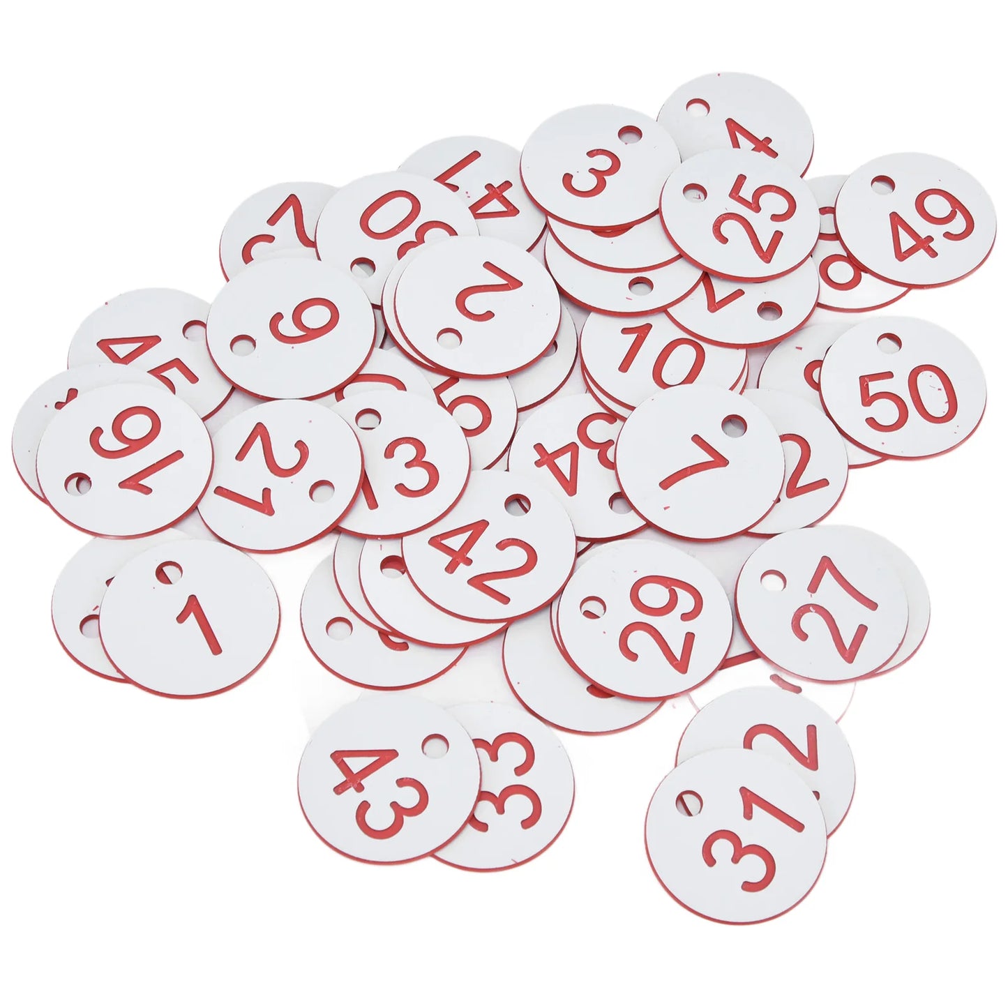 1-100 Beehive Tag Numbered Sign Labels White Red ABS Round with Hole Livestock Beekeeping Supplies