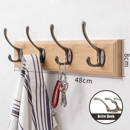 Wall Mounted Solid Wood Coat Rack with Hooks Hats Clothes Hanger Closet Organizer Perchero Furniture for Hallway Entrance Decor