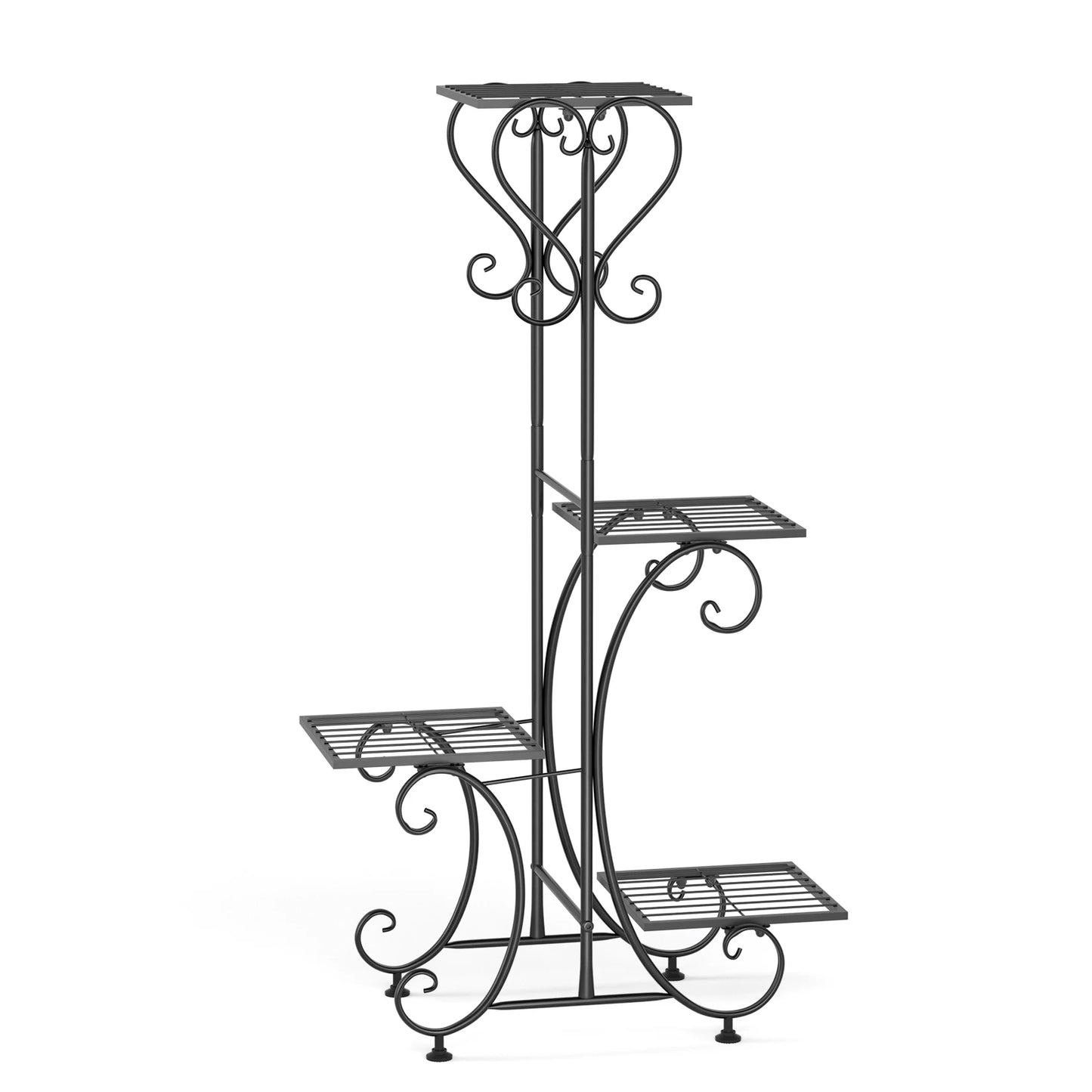 4 Tier Metal Plant Stand for Indoor Outdoor Garden Patio Flower Pot Display Rack Organizer Black and White