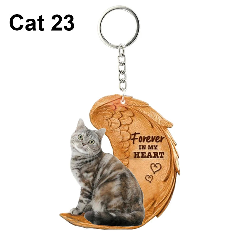 1 Piece 23 Style Dog Forever In My Heart  Angel Pendant Bag Key Chains Car Keychain Keyring  Pet Jewelry Gift For Women Girls