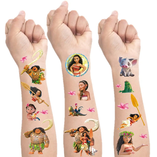 1/4/8pcs Moana Party Favor Temporary Tattoos Stickers Birthday Party Supplies Decorations Gifts for Boys Girls Classroom Rewards