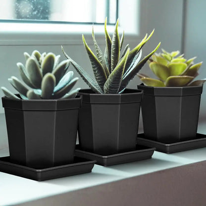 5Pcs Plastic Durable Plant Pot Saucer Drip Trays Saucers Indoor Outdoor Plants Heavy Duty Square Flower Pot Trays Black Home