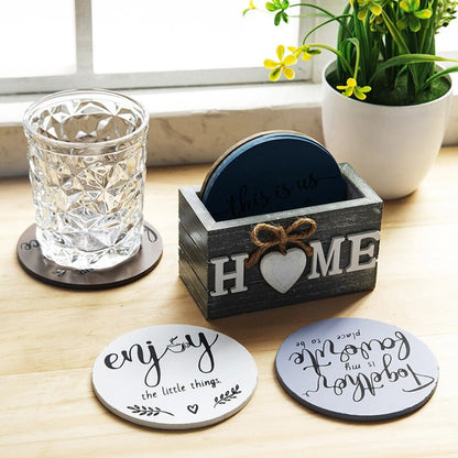 Beautiful Love Insulated Wooden Coasters Set for Kitchen Tableware - Anti-Scald Cup Trays Perfect for Household Use and Decor Ac