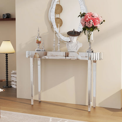 Ultra Long Silver Mirrored Entry Console Table, Vanity Table, Versatile Home Furniture, Bedroom Hall Display Desk